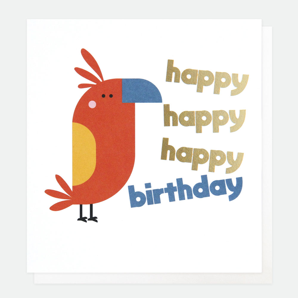 Happy Birthday Parrot Card By Caroline Gardner